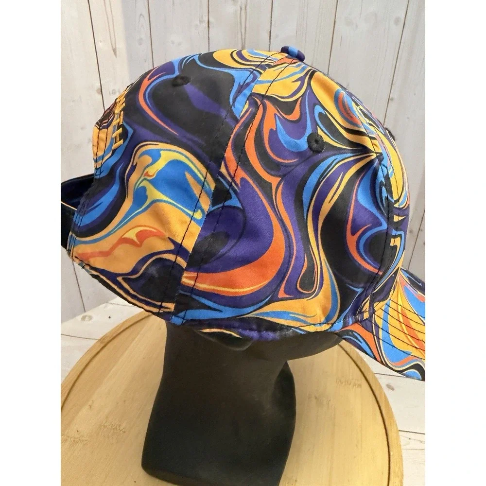 Loudmouth Golf Hat Psychedelic Swirl Orange Blue Purple Retro Adjustable Cap